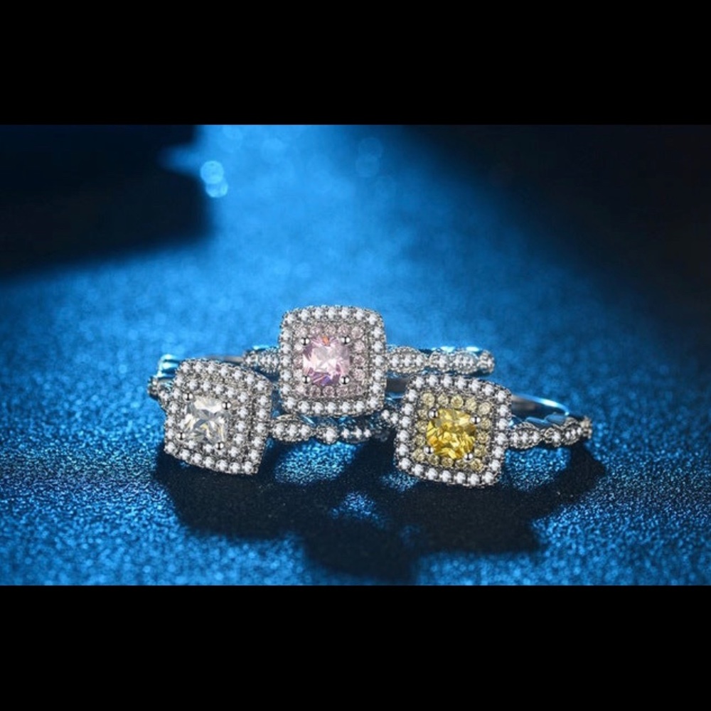 Square CZ Stone .925 Sterling Silver Wedding Ring